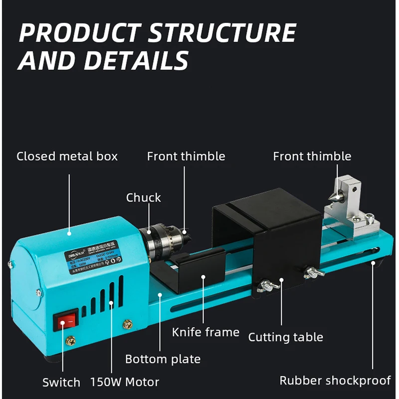 Mini Lathe For Wood Woodworking Milling Machine 12V 24V Turning Lathe Drilling Grinding Machine Mini Lathe Beads Machine