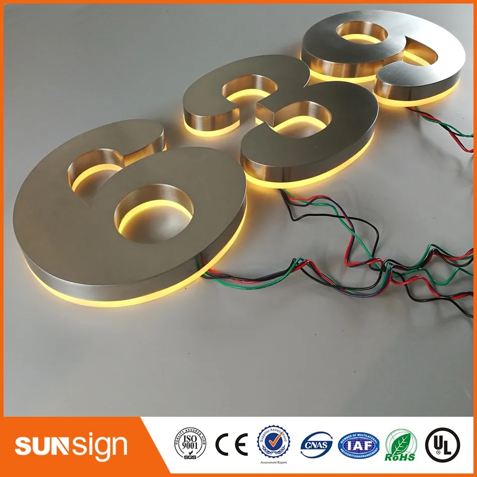 H 30Cm Groothandel Geborsteld Rvs Led Digitale Huis Nummer "0-9" Vorm