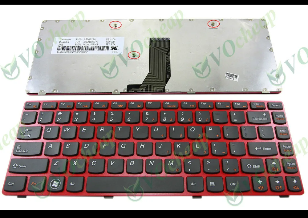 New Laptop Keyboard for Lenovo G480 G480A G485 Black key Red frame US Version - V-116920WS1-US