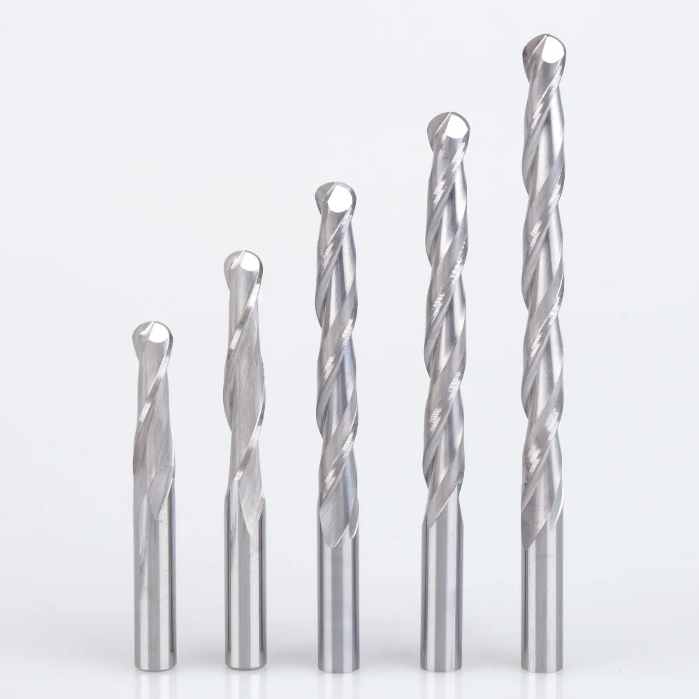 5pc 6mm 2 Flute Spiral Ball Nose End Mill CNC Router Bits For Wood Tungsten Carbide Milling route tool