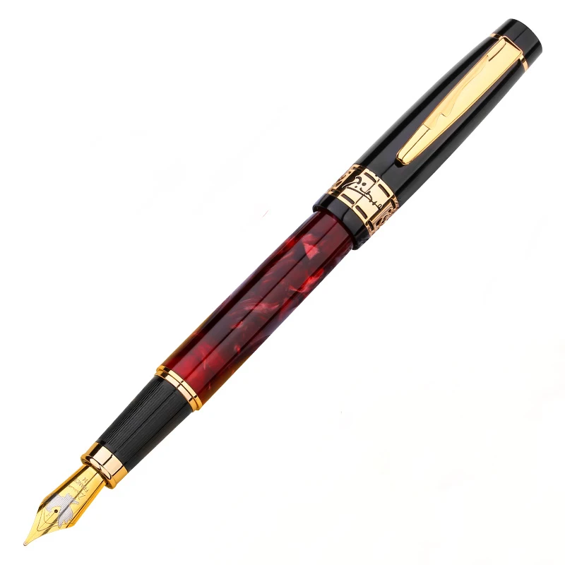 

Picasso 915 Marble Celluloid Fountain Pen 22KGP Medium Nib Rose Red Eurasian Feelings Gift Box Optional Writing Gift Pen