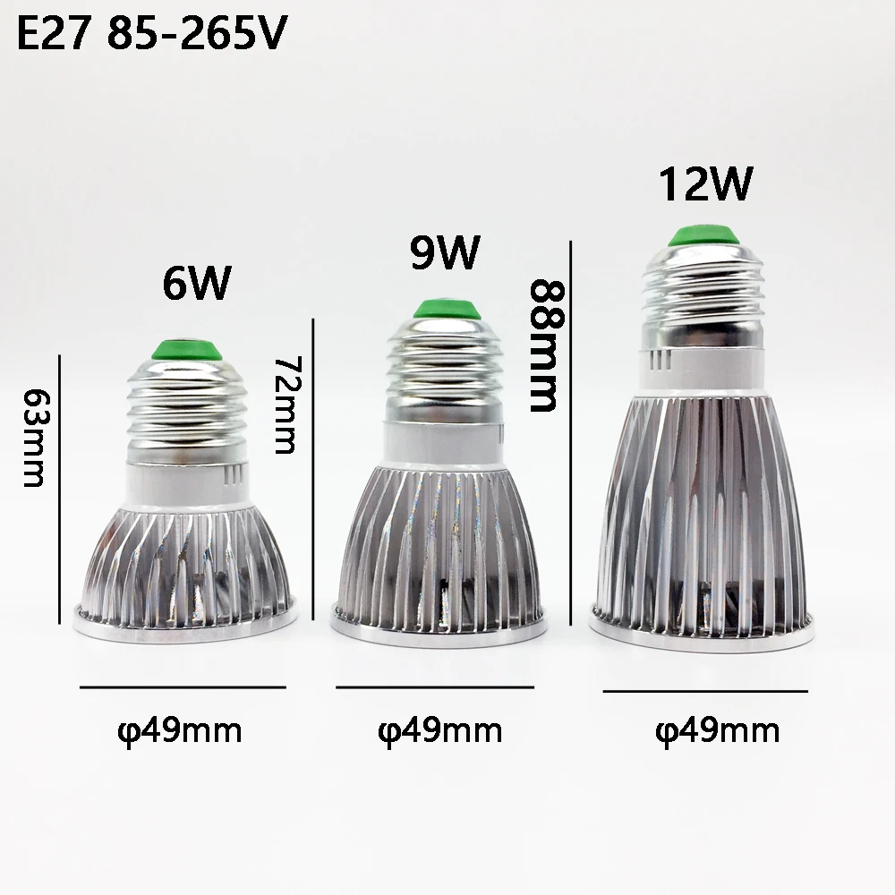 Super Bright GU 10 Bulbs Light Dimmable Led Warm/White 85-265V 6W 9W 12W GU10 COB LED lamp light GU 10 led Spotlight