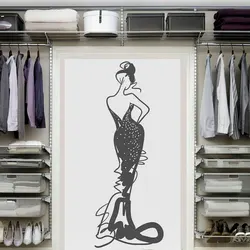 Elegant fashion woman vinyl wall stickers clothing shop window decoration painting salon home bedroom decoration painting MV10