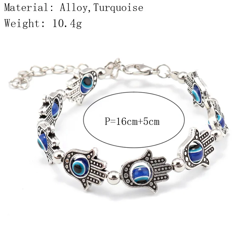 Tenande 2-farbige Vintage-Natursteinperlen, Hamsa-Hand, böser Blick, Armbänder und Armreifen für Frauen, Schmuck, Bohemian-Maxi-Bijoux – Detail 30