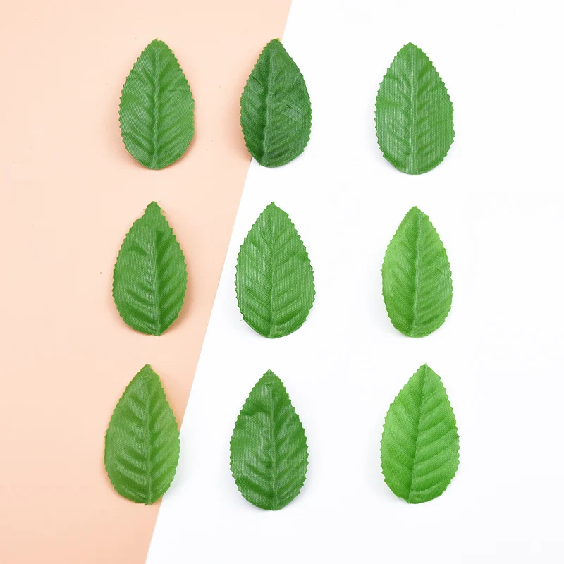 200pcs Cheap Silk Leaf Handmake Artificial green Leaves For Wedding home Decoration DIY Wreath Gift Scrapbook Craft Fake Flower