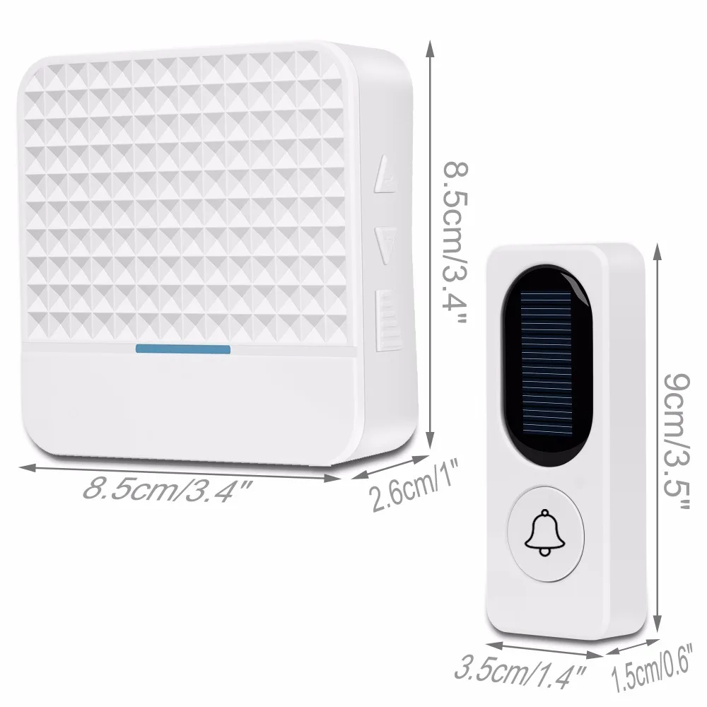 Solar Wireless Doorbell Low Power Home IP65 Waterproof 300M Door Bell Chime Outdoor Doorbells