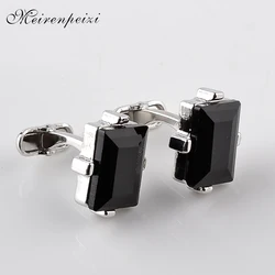 black crystal Cufflinks For Men Square nature stone Cuff Links Business Shirt Cuff Buttons for father boyfriend wedding wear