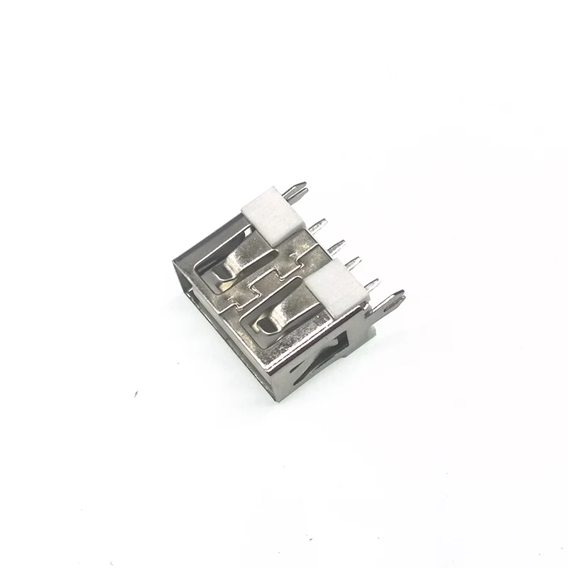 10 Pcs/Lot Female Flat Edge USB 2.0 4 Pin 2 Foot Type A 180 Flat Side Insert Charge Plug Socket Jack Connector Wire Adapeter