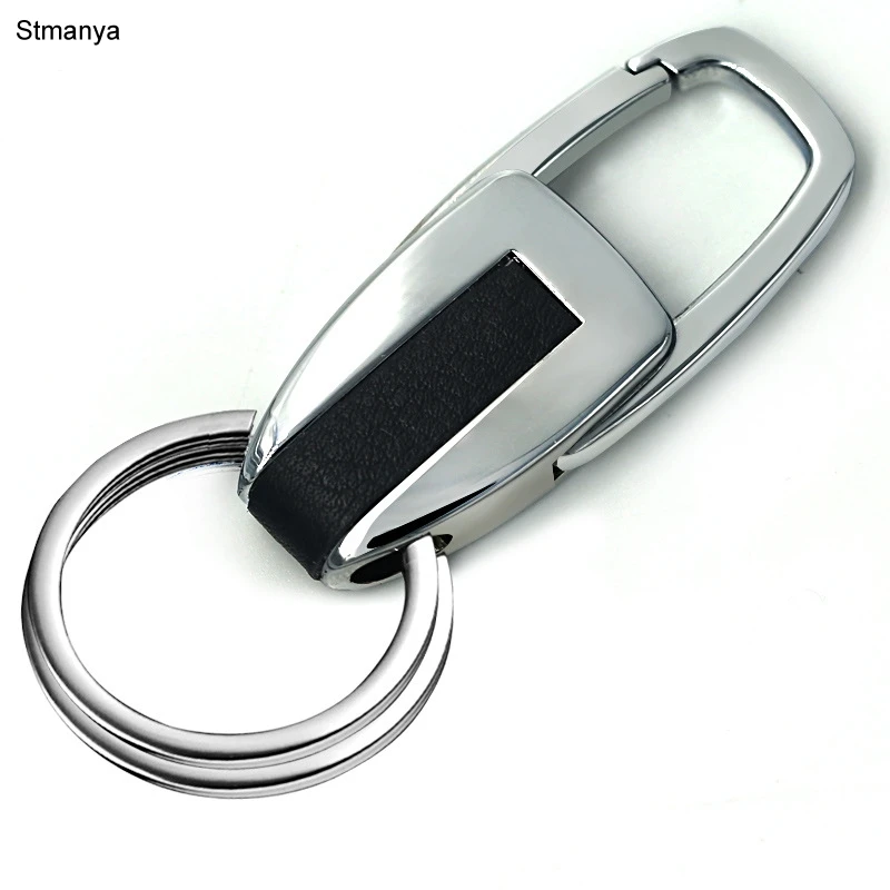 Men New Silver Color Key chain fashion Double ring Separate your home and office keys Women Charm Car key Ring Best Gift