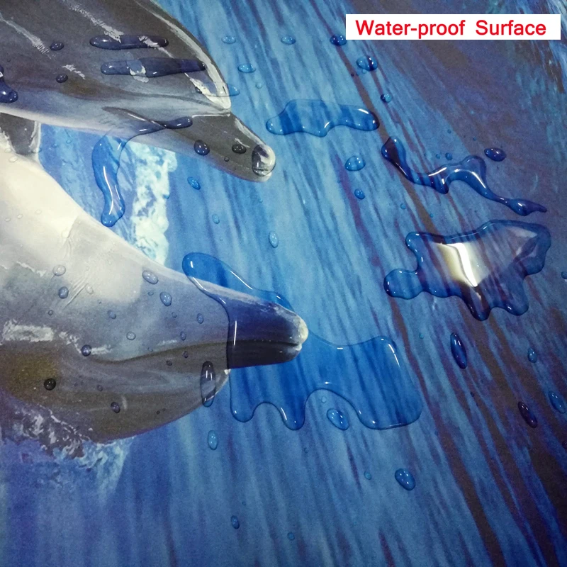 Custom Floor Wallpaper 3D Stereoscopic Ocean Waves Mural Living Room Bathroom PVC Self-adhesive Waterproof Floor Wallpaper Roll