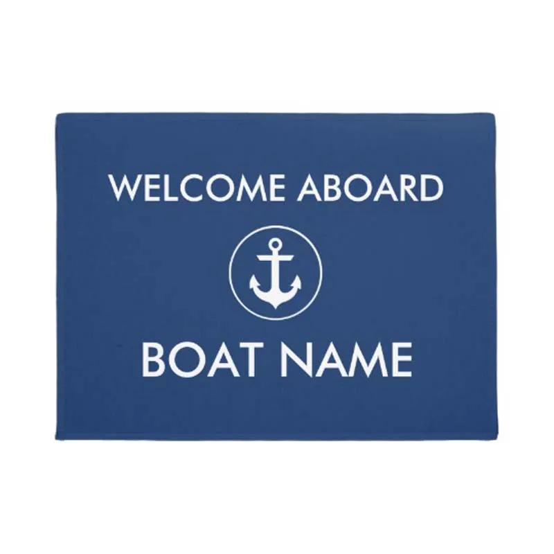 

Nautical Navy Blue Welcome Boat Name Door Mat Home Decoration Entry Non-slip Door Mat Rubber Washable Floor Home Rug Carpet