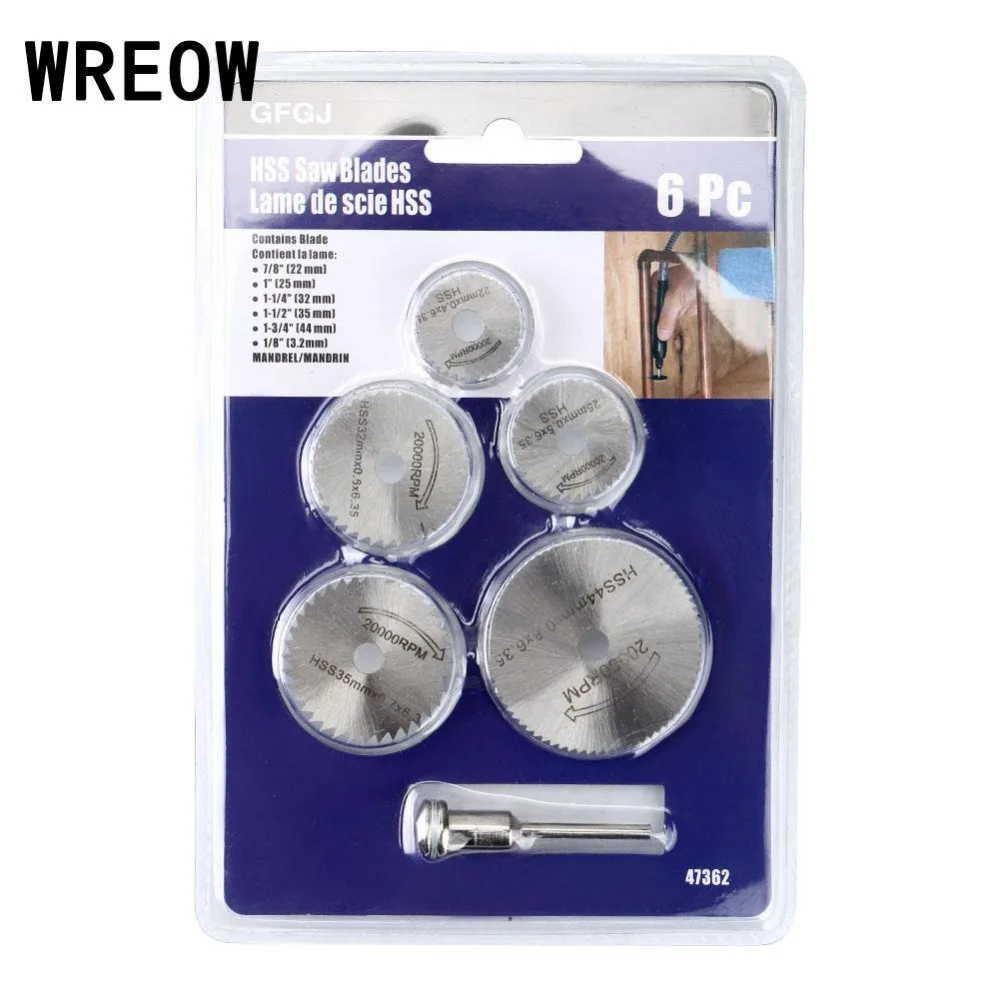 6ชิ้น/เซ็ต Mini HSS ใบเลื่อยวงเดือนโรตารี่เครื่องมือสำหรับ Dremel เครื่องตัดโลหะชุดเครื่องมือแผ่นตัดไม้เจาะ mandrel ตัด
