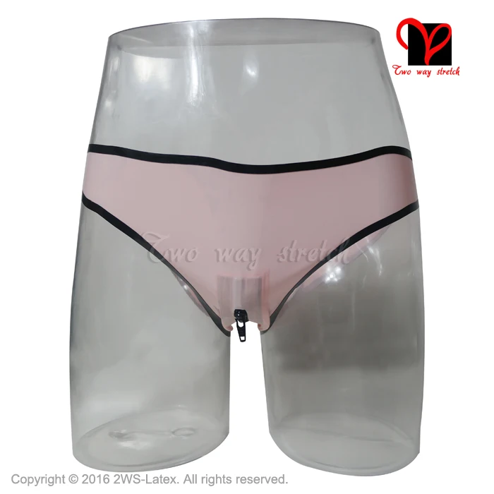 Sexy Latex lingerie Crotch Zipper trims Rubber thong knickers briefs Underpants Underwear pants panty plus size bottoms KZ-024