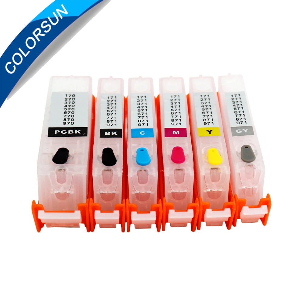 6 Colors Refillable for Canon PGI-570 CLI-571 Ink Cartridge for Canon PIXMA MG5750 MG5751 MG6850 MG7750 Printer With ARC Chips