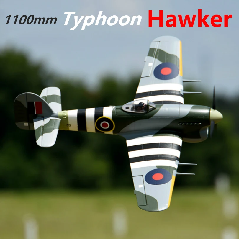 FMS 1100MM 1.1M Hawker Typhoon 6CH con alette retrattili 3S PNP RC aereo Warbird Hobby modello aereo aereo Avion regalo britannico