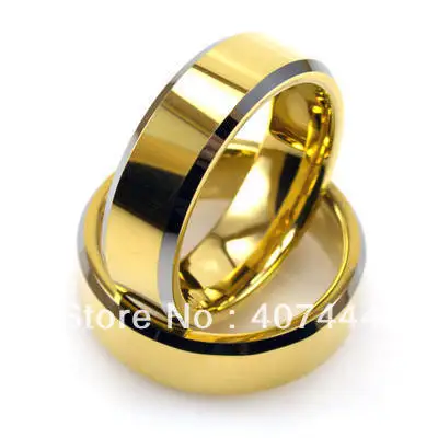 

YGK Fashion Tungsten Ring 20 pieces 7mm Width Gold Color Bevel with Polished Bevel Ring for Man and Woman Wedding