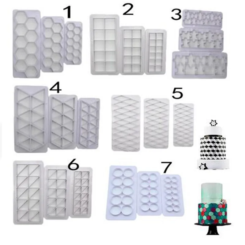 30pcs 3 pcs Geometry fondant cookie cutter cake mold fondant mold fondant cake decorating tools Baking