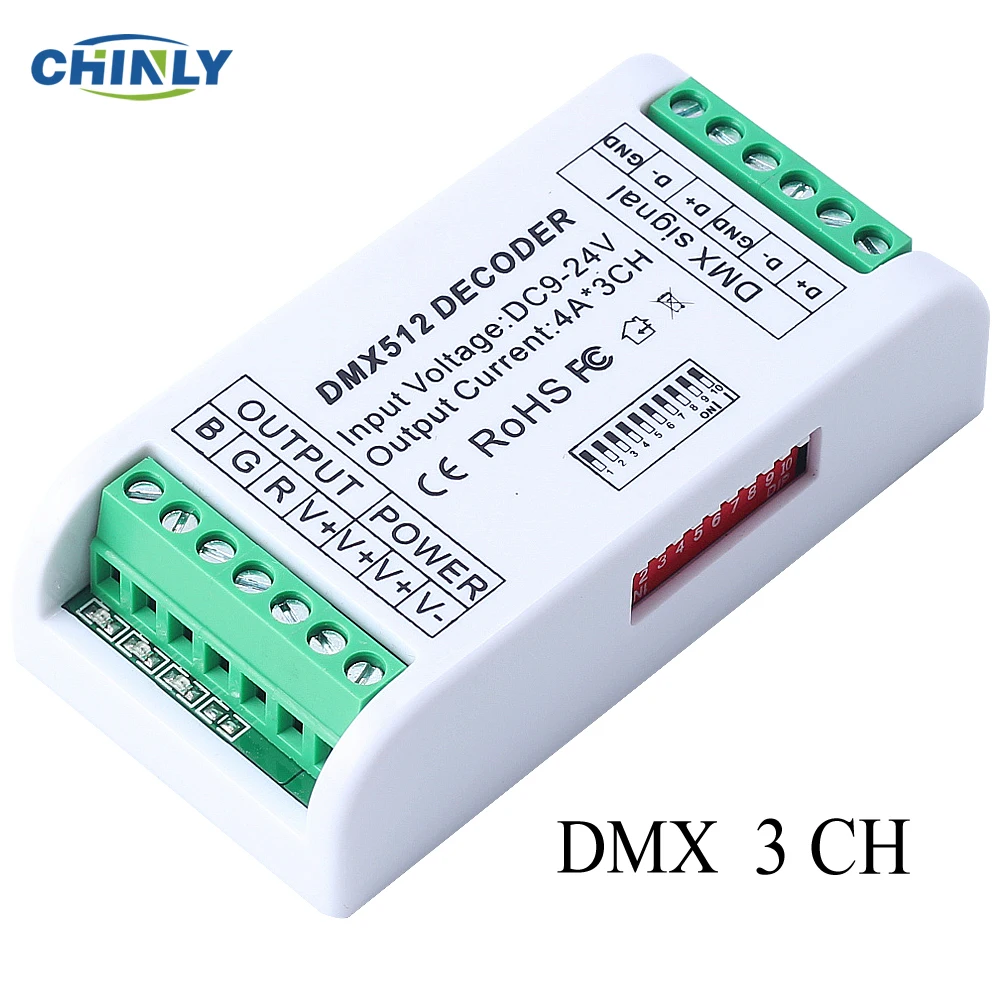 3CH DMX 512 LED Decoder Controller dimmer 12V-24V console use for RGB led strip