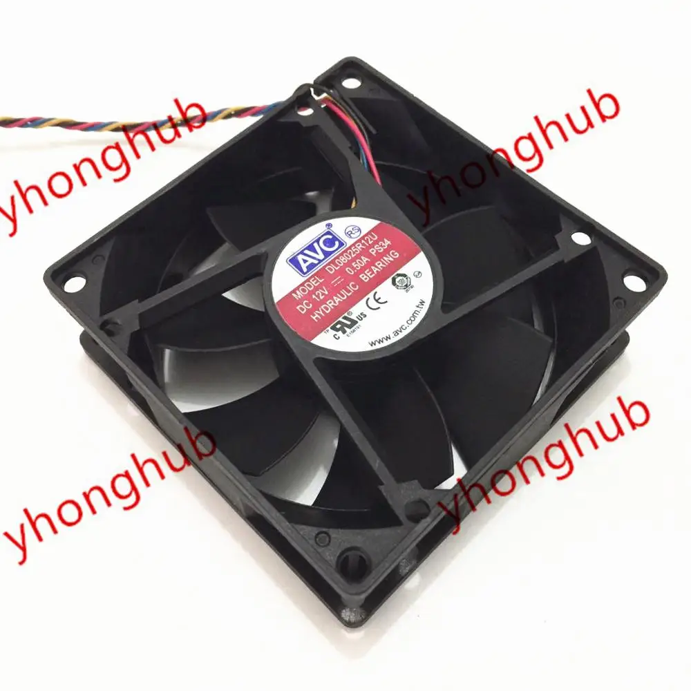 

AVC DL08025R12U PS34 DC 12V 0.50A 80x80x25mm 4-wire Server Cooling Fan