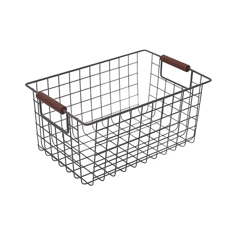 

Retro Wrought Iron Debris Storage Basket Desktop Books Snacks Debris Storage Basket Storage Bins (Size M, Black)