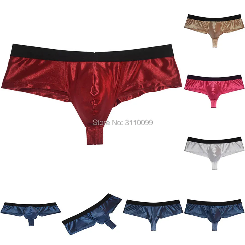 Men\'s Brilliant Cheeky cool Boxer Underwear Shiny 1/2 Coverage Bikini Shorts Trunks