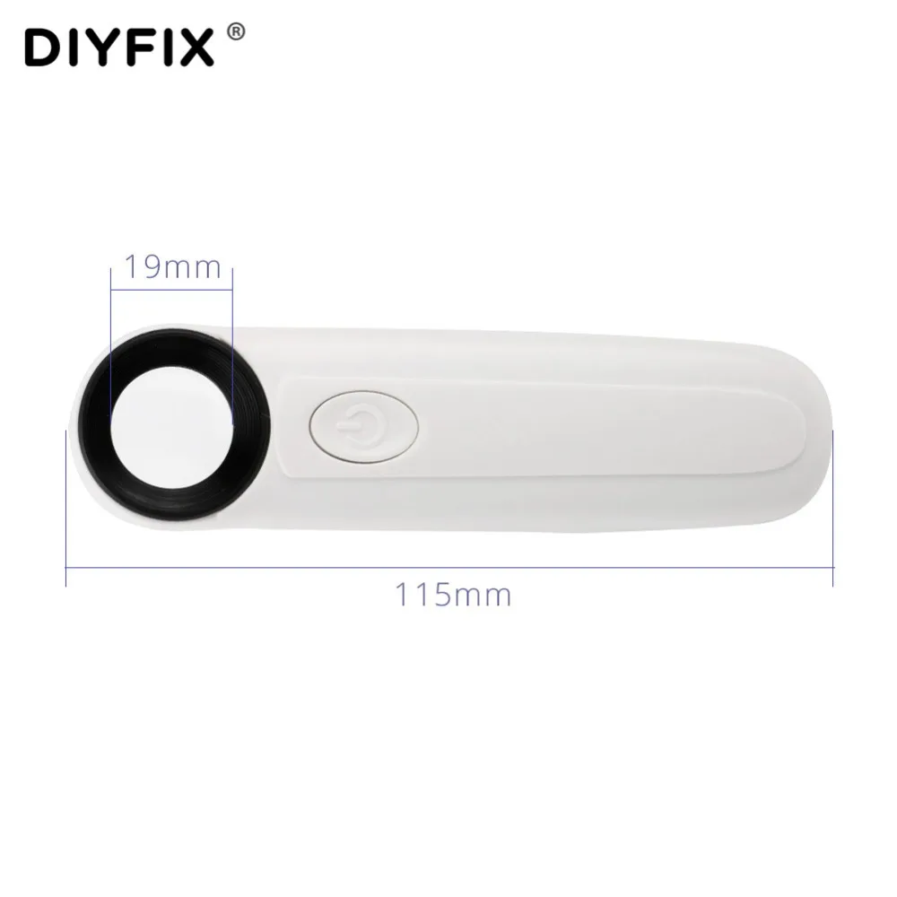 DIYFIX 40X Ottico Lente di Ingrandimento con 2 LED Luce lente di Ingrandimento Palmare Lente di Ingrandimento Loupe di Vetro di Lettura Impugnatura Ergonomica (Batterie non incluse)