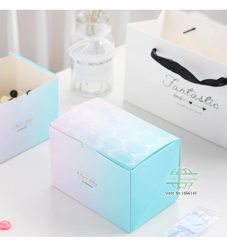 

14*9*8cm Small blue paper cake box Gift Favor DIY Cookies cake Packaging Paper Boxes 100pcs/lot