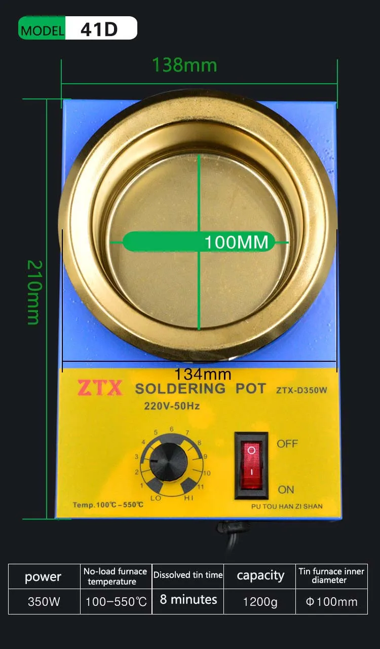 220V 160/280/350W   Adjustable Temperature Solder Pot Tin stove Melting Furnace Temperature  Soldering Desoldering Tinning Tools