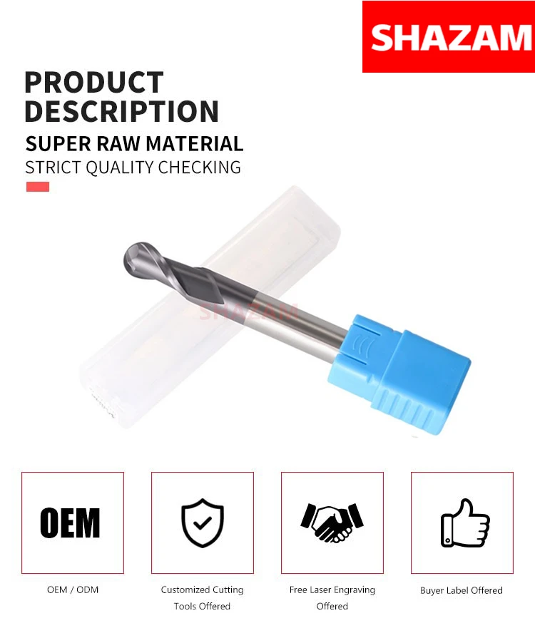 Fräsen Cutter Hrc50 Ball Nase Legierung Wolfram Stahl Werkzeuge Cnc Bearbeitungs FLASH-SHAZAM Großhandel Top Maschine Schneider Für Stahl Holzbearbeitung – Detail 1