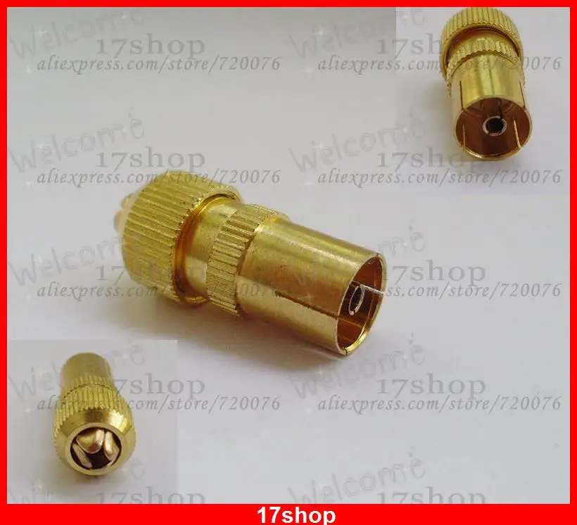 

50pcs x Gold RF Antenna CATV TV FM Coax Cable PAL Female Plug Connector Adapter