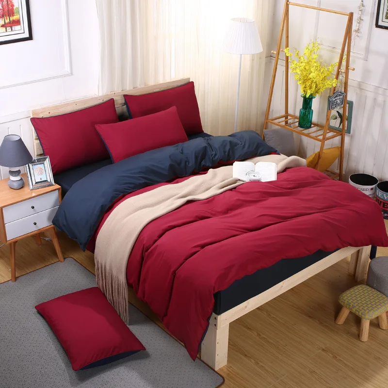 

Home Textile High quality Sanding Solid 3pcs/4pcs Bedding Sets Bed Linen Duvet Cover Bed Sheet Pillowcase/bed Set