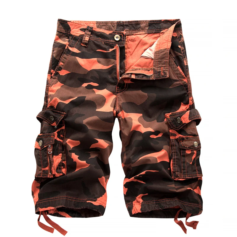 Calção militar Camo Cargo, bolso múltiplo camuflado, bermudas casuais do exército, moda verão, 2023