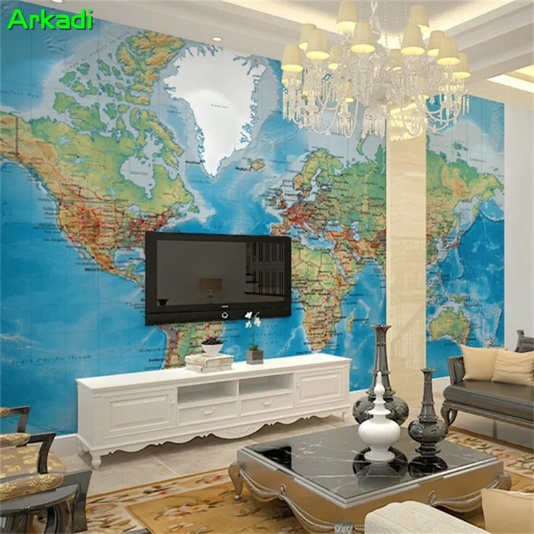 

3d Wallpaper European Painting TV Background Wallpaper Bedroom Hotel Sofa Wall Cloth Study Global World Map Custom Wall