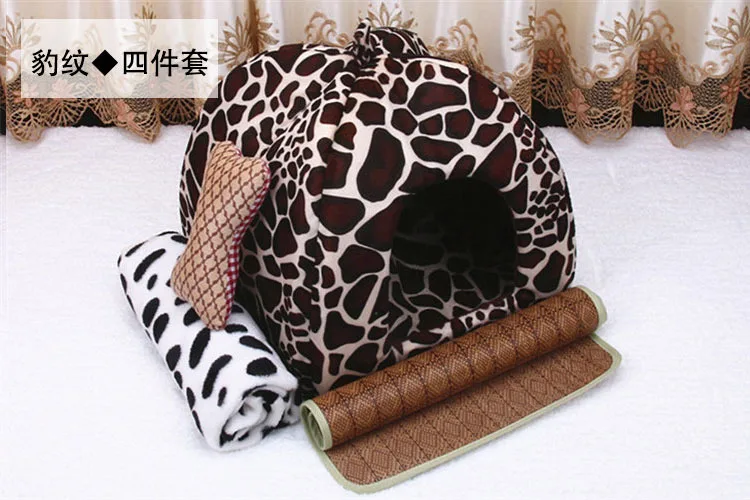 Cat dog bed 4pcs Pet Supplies perros bed for Dog House Strawberry Cat Rabbit Bed Kennel Doggy Warm Cushion Basket for Puppy Home