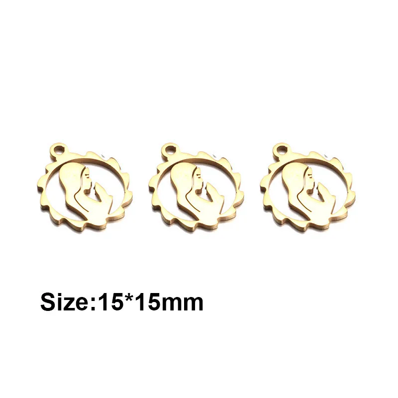 20PCS/lot Gold Color European Virgin Stainless Steel Charms fit Bracelets Necklace DIY virgin Charm Pendants Jewelry Making