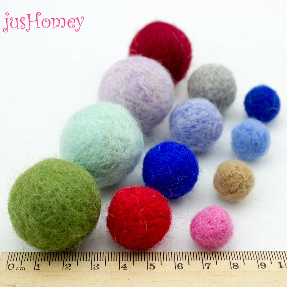 50pcs 15/20/30mm Handmade Wool balls Needle Felt Ball DIY Craft for Sewing Project, Party Decoration, Baby Hair Accessory