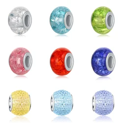 New Original European Plastic Murano Glass Bead Aolly Multi Color Rainbow Charm Fit Pan Brand Bracelets Bangle DIY Women Jewelry