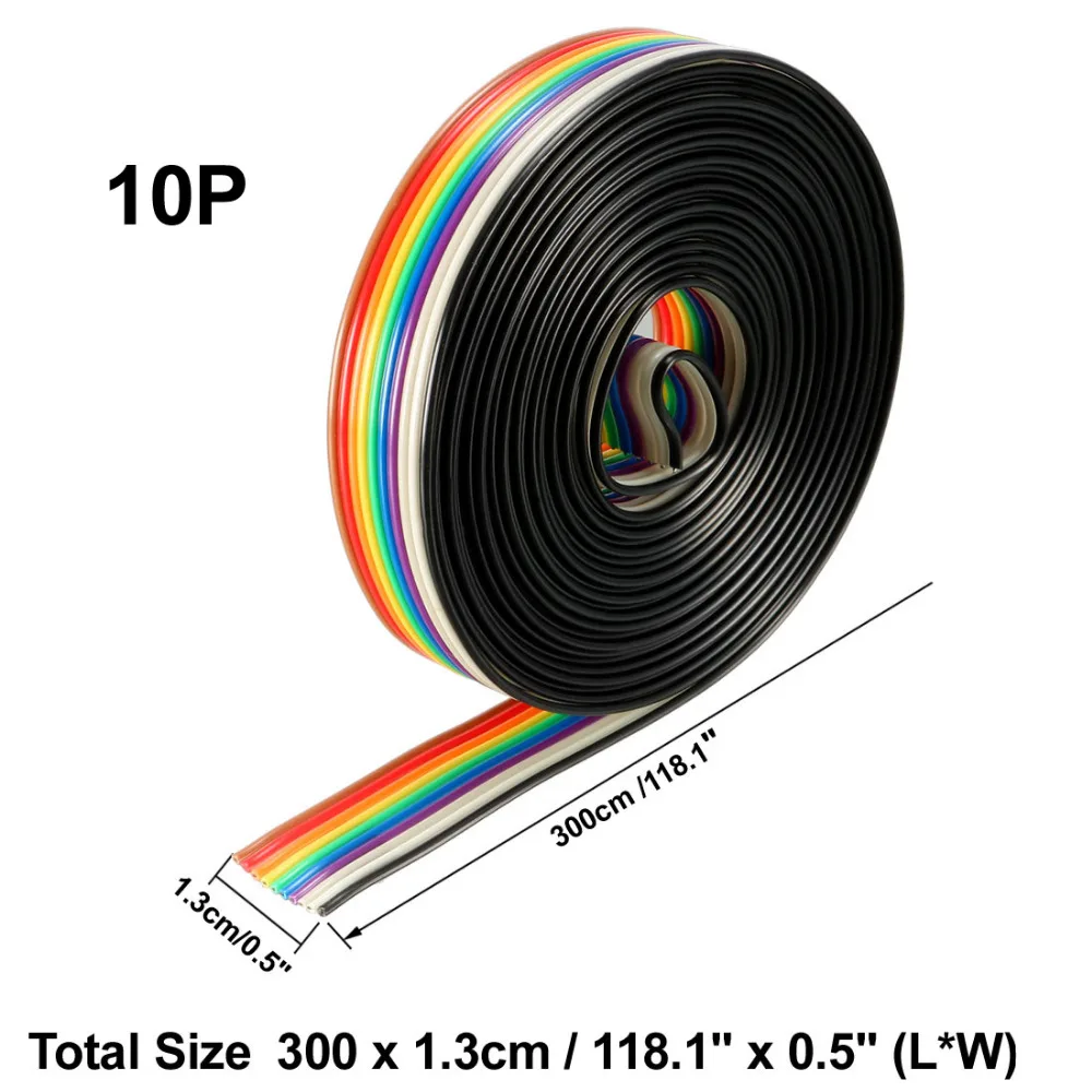 Uxcell 5 m 1 m 3 metri Lungo 10 p Ponticello Cavo a Nastro 1.27mm Passo 1.3mm di Diametro nastro Cavo Piatto per Fotocamere Digitali Tv LCD