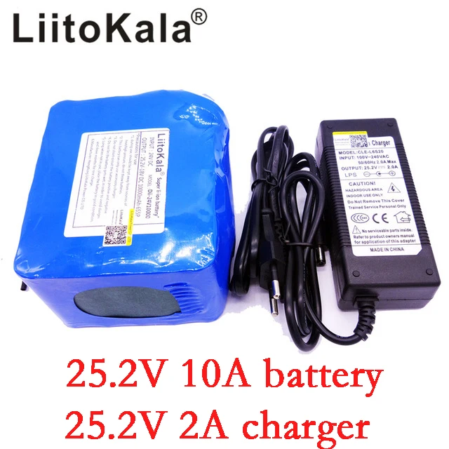 

LiitoKala Brand 24V 10Ah 6S5P battery pack lithium 350w e-bike li-ion 25.2V 10000mah lithium bms electric bike battery 250W+2A