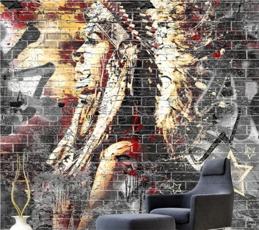 

wellyu Custom Wallpaper 3d Photo Murals Vintage Brick Wall Graffiti Bar TV Background wall papers home decor 3d papel de parede