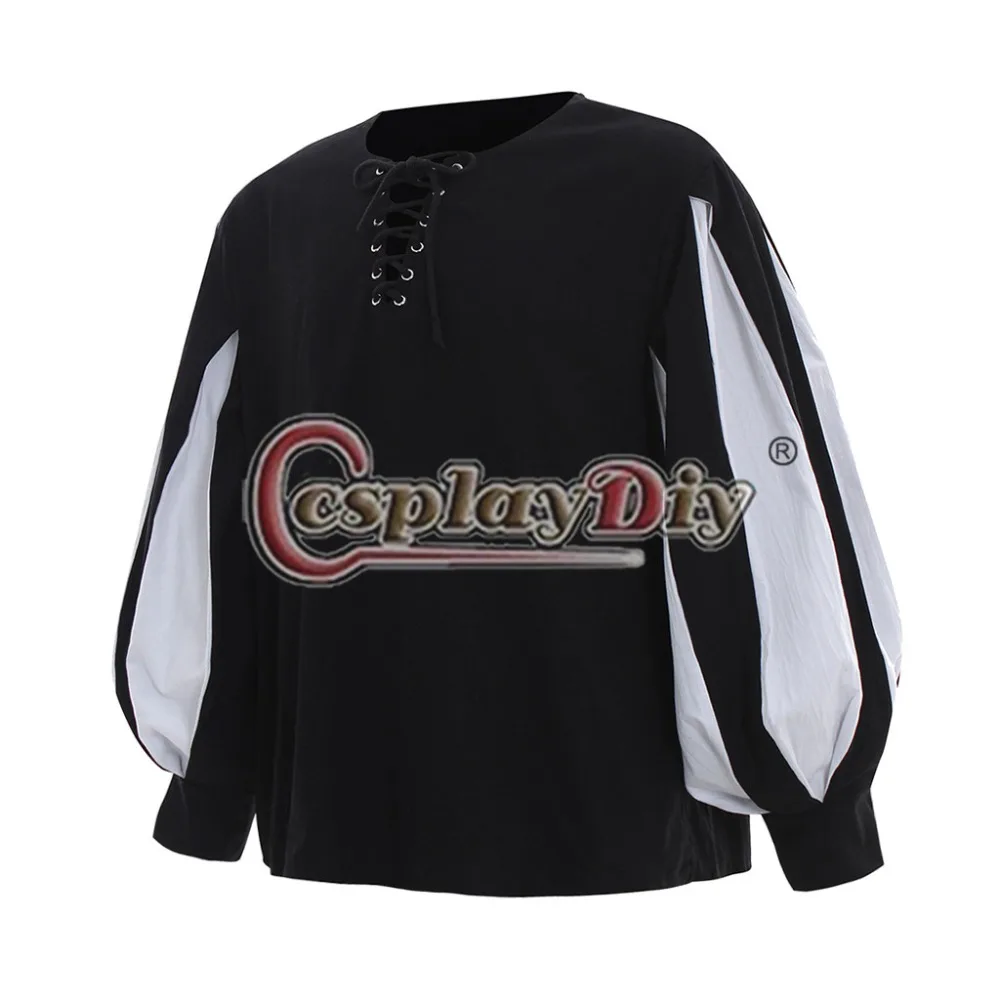 Cosplaydiy Custom Made Historical Medieval Lace Up Wide Cuff Mixed Color Contrast Costume Shirts L320