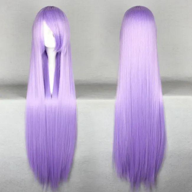 Fei-Show Straight Wig 100CM/40 Inches Synthetic Fiber Long Lilac Hair Salon Party Costume Cartoon Role Cos-play Women Hairpiece