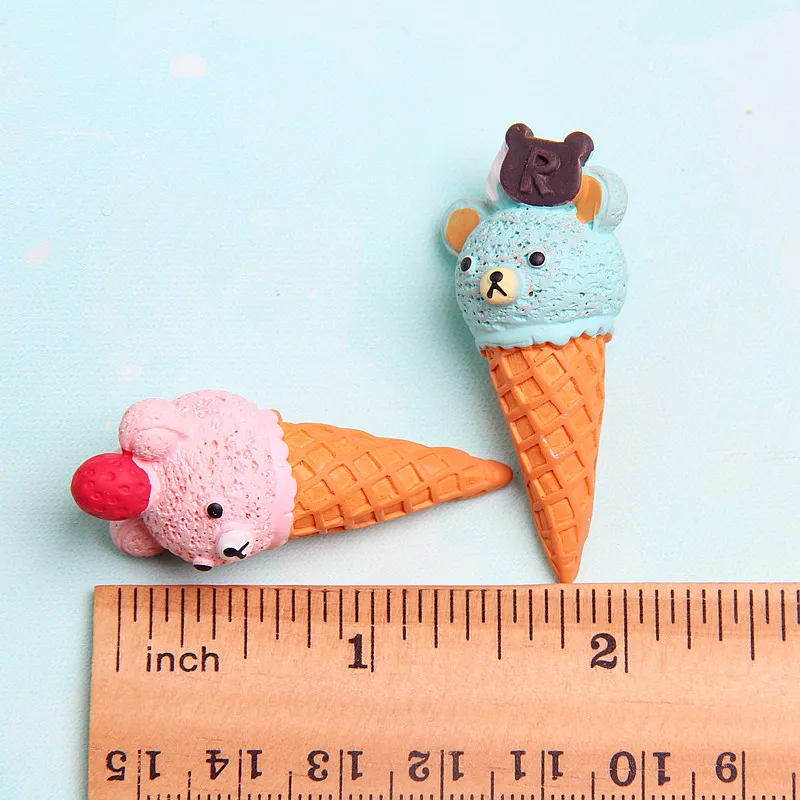 5 pz/lotto In Miniatura Carino Ice-cream Cone forma di orso di Ghiaccio-crema per blyth ob11 bjd Dollhouse Decorazione Finta giocattoli Cucina giocattolo