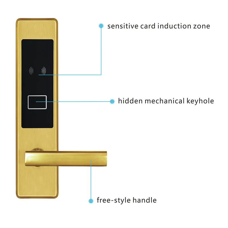 LACHCO Electronic RFID Card Door Lock with Key Lock For Home Hotel Apartment Office Smart Entry Latch with Deadbolt L16020SG