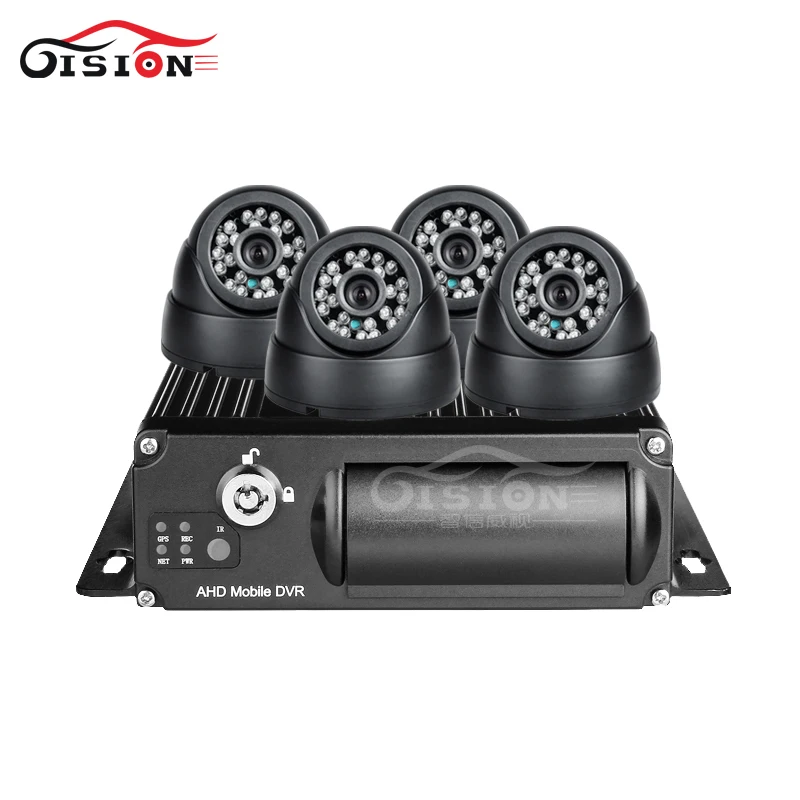 4Pcs Indoor CCTV Security Bus Camera 2.0MP +4CH Wifi GPS SD Car Recorder Mobile Dvr kits Real Time Online View G-sensor I/O Mdvr