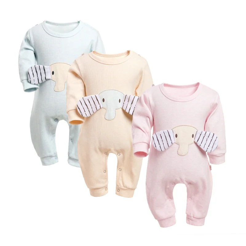 

Baby Rompers Boys Girls Thick Long Jumpsuit Cotton Clothing Autumn/Winter Warm Newborn Ropa Little Elephant One Piece Clothes