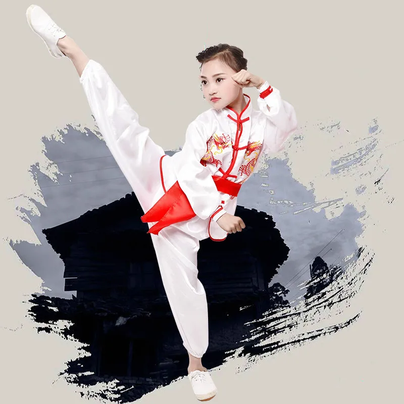 Ropa de dragón de artes marciales para niños, espectáculo de guardería, ropa de práctica de tambor Taichi kongfu, hombres y mujeres