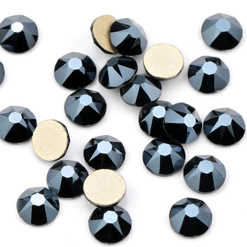 Hotselling Color Shiny Black Crystal 8 big + 8 small Cut Facets Rhinestone Crystal Flatback Non Hotfix Rhinestones Decoration