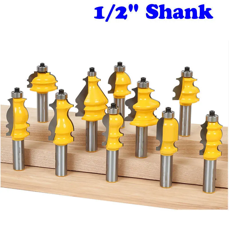 10 Bit Architectural Molding Router Bit Set - 1/2