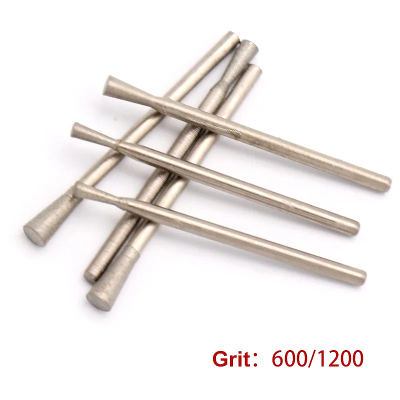 5/10 Cái 1-4Mm Kim Cương Đầu Mài 600/1200 Nhám Xoay Khoan Burrs Kim Loại Đá Ngọc Bích khắc Dụng Cụ Khắc C7 Kim